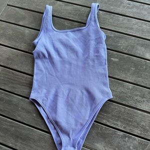 OQQ Lavender Ribbed Bodysuit